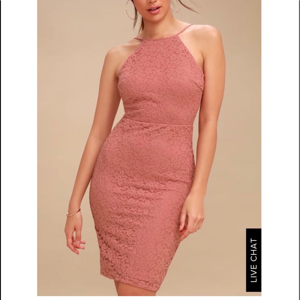 Lulus magic of love rusty rose lace bodycon dress
